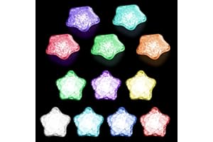 HENGBIRD Glaçon Lumineux LED, Coloré Flash Ice Lot de 12 Coloré Flash Ice Cube Couleur Lumineux Submersible Décoratifs Lumière LED pour Mariage Club Bar Boisson fête(étoiles)