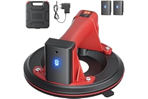 Tanniws Ventouse électrique 8 Inch Ventouse Carrelage Electriques Ventouse en verre Diamètre 20,5 cm Capacité de charge 300kg Affichage Numérique, avec 2 Batteries pour Carrelage, SVerre, Marbre