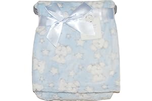 SNUGGLE BABY Baby Boy Soft Fleece Wrap Blanket Pram Cot Crib Moses Basket Blue Teddy