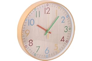 Palmcee Wall Clock, 12-Inch Colorful Clock Easy Reading, Quiet Early Learning Wall Clocks, Battery Operated Kitchen Wall Clocks Decoration Clocks for Living Room Kids Room Bedroom Boys Gift (12in)