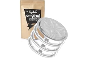 Morgenheld Ersatzsieb + 3x Ersatzdichtung Silikon, lebensmittelecht, Espressokocher Dichtungsring 6 Tassen mit Edelstahl Siebeinsatz