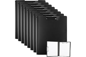 YAYODS 8 Piezas Portapapeles con Pinza A4, Carpeta Portafolios, Portapapeles, Carpeta Portadocumentos, Carpeta con Pinza, Porta Documentos con Doble Clip, Carpeta Plegable Negra con Tapa