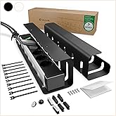 UNITURE Plateau de gestion des câbles sous le bureau [Lot de 2 avec kit de montage complet] – Plateau de câbles de bureau pou