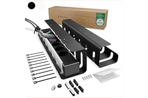 UNITURE® Kabelkanal Schreibtisch [DEKRA Zertifiziert] - 2er Set Kabelmanagement - 2x40cm Kabelhalter - Kabelführung - Cable Management Under Desk - Schwarz