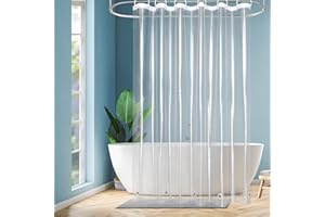 EurCross Transparent Duschvorhang 180x200 mit 5 Magnete Unten für Badewanne, Antischimmel Wasserdicht Duschvorhänge, Plastik PEVA Badvorhang für Badezimmer mit 12 Haken