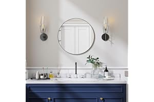 ‎KOONMI Koonmi 50cm Runder Spiegel Schwarz Spiegel Rund Wandspiegel mit Rahmen aus Aluminiumlegierung für Badezimmer, Waschtisch, Wohnzimmer, Schlafzimmer, Eingang Wanddekoration