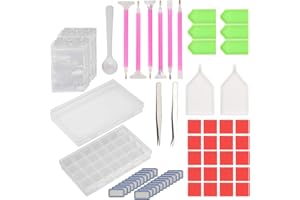 KAKOO 134tlg DIY 5D Diamond Painting Werkzeug Set, Crystal Strass Kreuzstich Stickerei Malerei Zubehör mit 28 Fächer Diamant Sortierbox und Aufbewahrungsbox für Erwachsene Kinder Kunst Handwerk