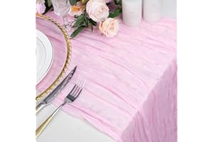 Babenest 2 Packs Cheesecloth Table Runner, 400 X 90 cm Boho Gauze Tablecloth, Semi-sheer Rustic Cheese Cloth Decoration for Kitchen Romantic Wedding Party Bridal Baby Shower Decor(Light Pink 13 ft)