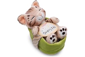 NICI gatto di peluche Bengala 12cm, che dorme nella cesta - Peluche da coccolare e amare - Prodotto in modo sostenibile con materiali riciclati - 49747