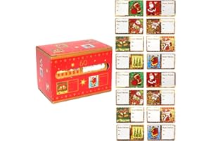 FOXNEC 60pz Biglietti Adesivi Di Buon Natale Scatola Etichette Natalizie Bigliettini di Auguri Etichette Decorazione Rotoli Tag Natalizi Chiudipacco Adesivi Natalizi (60 PZ)