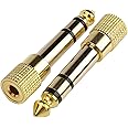 Devinal Professional 6.35mm 1/4 inch Plug to 3.5mm 1/8 inch Jack Gold Plated TRS AUX Stereo Audio Headphone Jack Adapter Converter Connector(2 Pack)