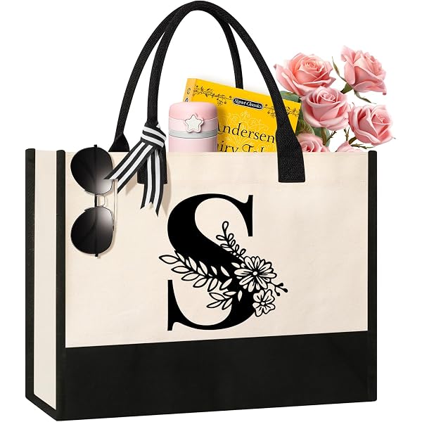 Personalized Initial Tote Bag For Women - Waterproof Bridesmaid Gift, Monogram Floral Pink Design