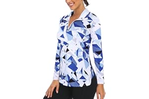 Gemulate Ladies Golf Tops Long Sleeve Polo Shirts for Women UPF50+ Half Zip Moisture Wicking Gym Sports Shirt S-2XL