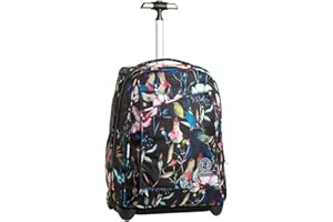 INVICTA S.P.A. Invicta Zaino con ruote, WILDFLOWERS, 2 in 1, Zaino + Trolley, Ragazze e Ragazzi per Scuola, Sport, Tempo libero, Borsa per computer portatile, Nero