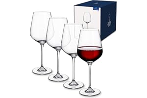 Villeroy & Boch - La Divina Bicchiere Da Vino Rosso Set di 4 Trasparente, Lavabile in Lavastoviglie, Bicchieri Design, Bicchieri Di Vino Grande, Cristallo