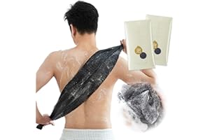 SHIMOYAMA Peelingujący ręcznik kąpielowy, 2-pak, nylonowy, do szorowania, bardzo długi ręcznik do ciała, gąbka, ścierka do mycia dla mężczyzn i kobiet, czarny