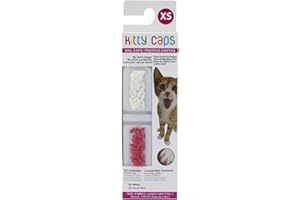 Kitty Caps Nail Caps for Cats | Safe & Stylish Alternative to Declawing | Stops Snags and Scratches, X-Small (Under 5 lbs), Pure White & Coral Red