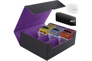 ECOSEAO Caja de Cartas para MTG, Card Deck Box para 1800+ Cartas, Caja Cartas Magic de PU, Cajas de Almacenamiento de Tarjetas Coleccionables, Deck Box para TCG Yu-Gi-Oh! Cards(Negro-púrpura)
