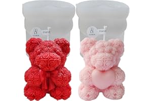 ‎JDH SILICONE 3d-rosenbär silikonform 2-teiliges Set MINI Rosenbär teddybär silikonform,Valentinstag Geburtstagsgeschenk, Muttertagsgeschenk DIY-Seifen Gießformen Kunsthandwerk,Pralinen Fondant-Kuchendekoration