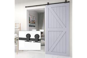 TSMST 5.5FT/167cm Quincaillerie Kit de Rail pour Porte Coulissante, Kit de Rail de Porte de Grange Robuste Adapté à une Porte en Bois Unique,Forme en T