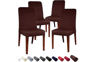 JARITTO Coprisedie con Schienale Sala da Pranzo Elasticizzato Fodere Sedie Moderno Copertura Protettiva della Sedia Lavabile Rimovibile per Hotel Ristorante Festa di Nozze 4 Pezzi (Caffè)
