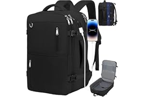 HDeye Plecak podróżny dla kobiet i mężczyzn, duży plecak podręczny, rozszerzalna torba podręczna, plecak na laptopa o przekątnej ekranu 17", do podróży, wędrówek na świeżym powietrzu