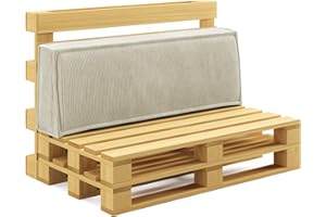 ‎CHILLY PILLEY chilly pilley® Palettenkissen Palettenauflagen aus Cord für EU-Paletten - Abnehmbarer Bezug - Sitzkissen - Rückenlehnenkissen viele Farben (Rückenkissen 120x40x25/15, Creme)