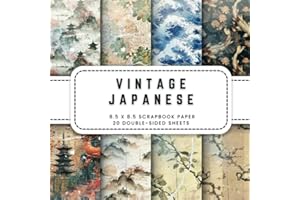 Vintage Japanese Scrapbook Paper: 20 Japan Style Double-sided Decorative Craft Paper, 8.5 x 8.5 (21.59 x 21.59 cm) Perfect for Junk Journaling, Ephemera, Origami, Wrapping And More.