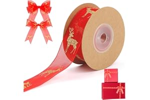 TECFINTY Cinta Regalo Navidad,Cinta Arbol De Navidad,Cinta Regalo,10M Cinta Roja Navidad,Lazo Rojo,Cinta Para Envolver Regalos,Cintas Decorativas De Navidad,Cinta Navidad Arbol,Cinta Navidad,Lazos Regalo
