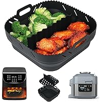 YQL Silicone Air Fryer Liner with Divider for COSORI 5.5L/Ninja Speedi Air Fryer 5.7L, 8 Inch Large Air Fryer Liners Square A