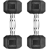Hexagonal Dumbbells 5-25 kg Professional Set for Home Gym, Cast Iron with Rubber Coating with Ergonomic Non-Slip Handle, Vers