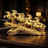 UAG Exports Golden 7 Running Horses Statue 19 Inch | Vastu Feng Shui Horse Showpiece for Home & Office Decor | Symbol of Succ