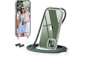 GOODVISH Handykette Kompatibel mit Apple iPhone 13 6,1" Display, Necklace Hülle mit Band Handyhülle für zum Umhängen, Transparent Case mit Schnur, Kameraschutz und Bildschirmschutz, Dunkelgrün
