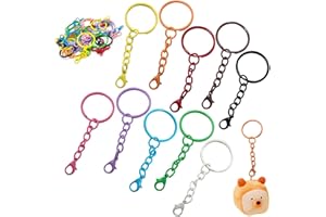 KENDWING 100 Pezzi Anelli Portachiavi con Catenella con Chiusura a Moschettone,Colorati Metallo Anello Portachiavi,Ganci per Portachiavi Fai Da Te,Ciondoli per Portachiavi per Artigianato Creazione