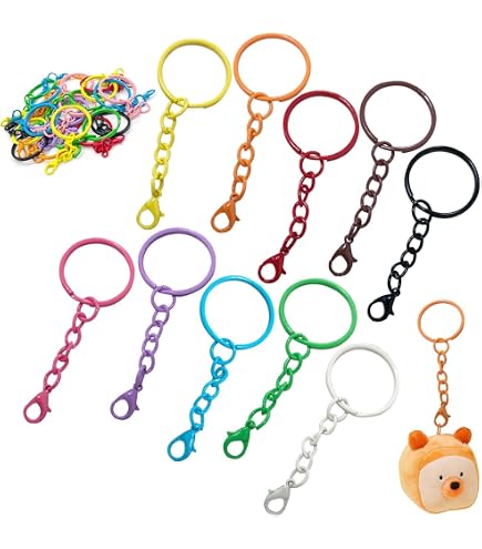 Porte-Clés Avec Chaîne XCSJ - Lot De 24 - 8 Couleurs - Mousqueton Inclus