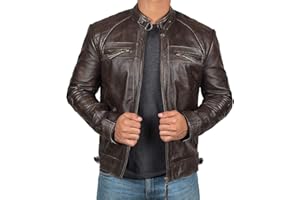 fjackets Leather Jacket Men Motorcycle Style - Quilted Cafe Racer Mens Leather Jackets