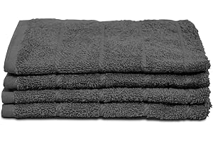 Sedalinne - Pack de 4 Paños de Cocina 45x45 cm, 100% Algodón 450 g/m² con Colgador - Gris Oscuro