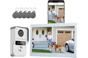 Honmidatek Sistema de Videoportero WiFi, Pantalla táctil a Color de 10.1", 1080P Timbre con Video de 2 Hilos, Audio Bidireccional, Visión Nocturna, Desbloqueo Remoto, Reproducción, TuyaSmart