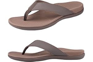 Everhealth Men's Flip Flops Arch Support Sandals, Orthotic Supportive Walking Toe-Post Sandals, Comfort Arch Flip Flop Sandal for Plantar Fasciitis Flat Feet Heel Pain Relief