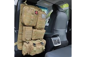 Sonhomay Tactical Seat Back Organizer Storage Hanger Bag Tactical Molle Vehicle Panel with 5 Detachable Storage Pouch Tactical Vehicle Panel Organizer fits for All Vehicel L 21.7 x W 14.6