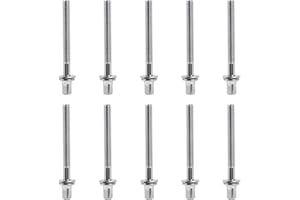Yibuy 10 Pieces Drum Tension Rods Iron 1/5" Thread 50mm for Percussion w/Gaskets