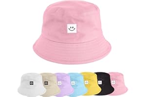 UMIPUBO Cappello Pescatore Pieghevole Bucket Hat Cotone Donna Uomo, Protezione del Sole Cappelli Faccia Sorridente Cappellino 56-58cm