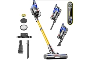Anyson Akku Staubsauger, 45KPA/550W Staubsauger Kabellos,60 Minuten Laufzeit,Doppeltes Griffdesign,1.5L Staubsauger OLED-Display für Hartböden/Teppich