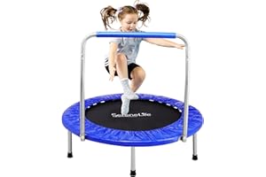 SereneLife Foldable Trampoline for Adults and Kids 91/102cm, Indoor Outdoor Mini Fitness Rebounder with Foam Handle, Compact Exercise Equipment for Home and Garden Workouts