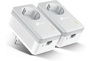 ‎TP-LINK TP-Link TL-PA4010P KIT 600Mbps 2-Ports Pass-Through Powerline Adapter Set (2x10 / 100Mbps Ethernet Port, Plug & Play, Energy Saving, Compatible with All Major Powerline Adapters) White
