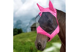 XPERT SUPPLIER Horse Fly Mask Standard with Ears with Comfort Fleece padding UV Protection for horse Breathable Mesh (Cob, Pony, Full)