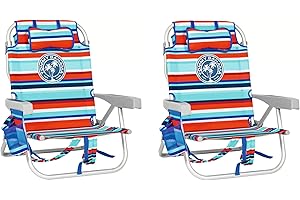 Tommy Bahama Mochila de playa, paquete de 2 sillas de aluminio, color azul