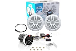 GK SOUND KIT SET PER BOSS AUDIO SYSTEMS MCKGB350W.6 1 kit marino con ricevitore AM/FM bluetooth waterproof, una coppia di altoparlanti MR6W da 16,5 cm 6,5" 90 watt rms 180 watt max e una dipole antenna, 1 kit