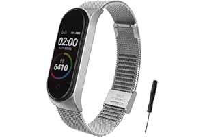 BDIG Cinturino compatibile per Xiaomi Mi Band 6 & Mi Band 5, cinturino in metallo regolabile in acciaio inox orologio cinturino di ricambio per Mi Band 4/5/6