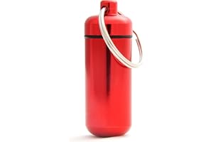 GANZOO Mini-capsula/scatola pillole impermeabile, con chiusura a vite, 45 mm, rosso